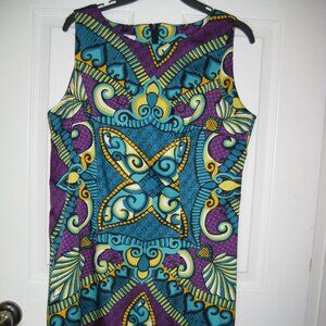 Alyx Limited Sleeveless Mid Length Sheath Dress Colorful Print Size 14